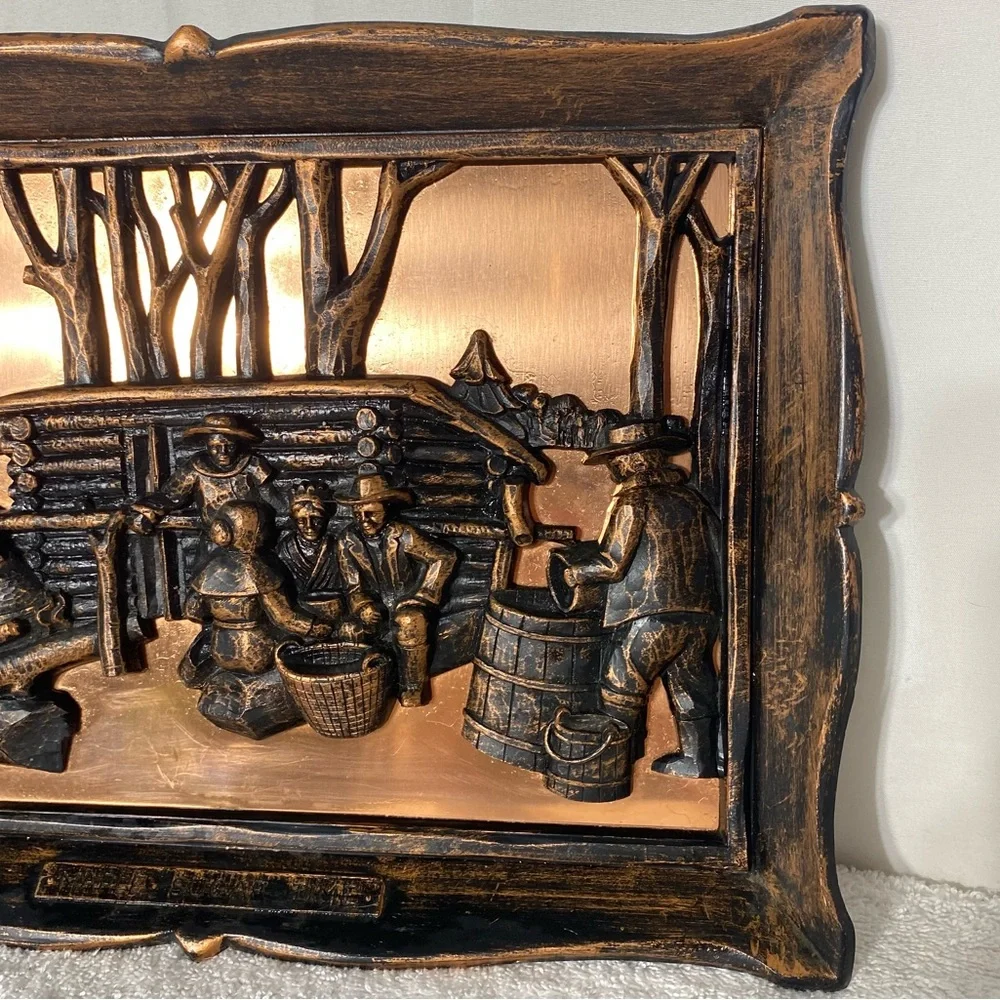Vintage Coppercraft 3D Wall Art Copper Metalware Plaques Maple Sugar Time - Picture 7 of 15